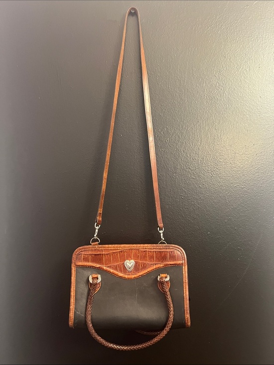 Brighton Handbags - Vintage Brighton Brown Two-Tone Leather Crossbody Satchel